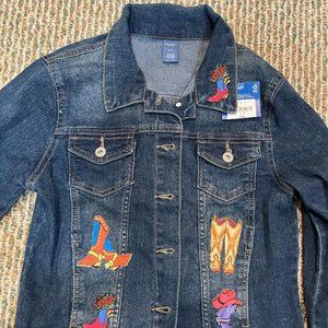 NWT Childrens/Girls Jean Jacket, Cowboy Boot Patches & Appliques, Size 16